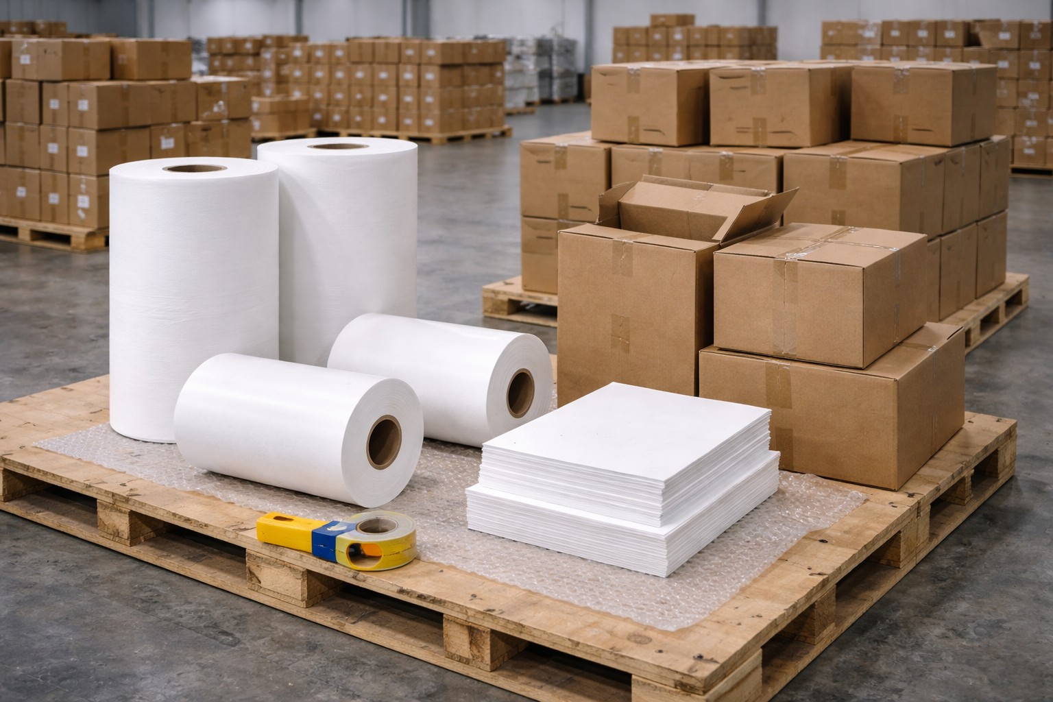 Request a Silicone-Free Baking Paper Quote Baking paper rolls, sheets, and export cartons prepared for quotation and shipment