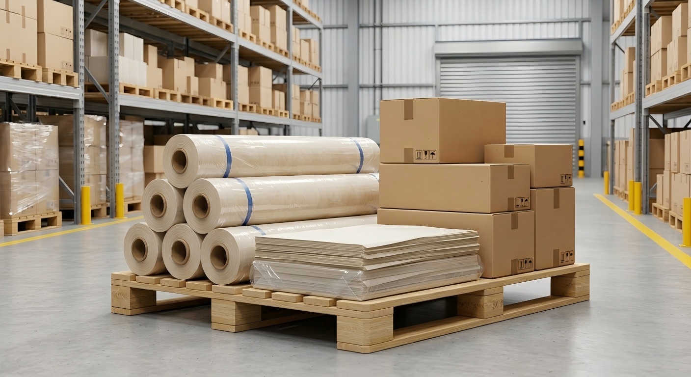 Request a Commercial Parchment Rolls Quote Commercial parchment rolls and export cartons prepared for bakery plant quotation