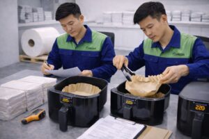 air fryer liner curling 220c sourcing diagnosis amazon seller 2026 factory test