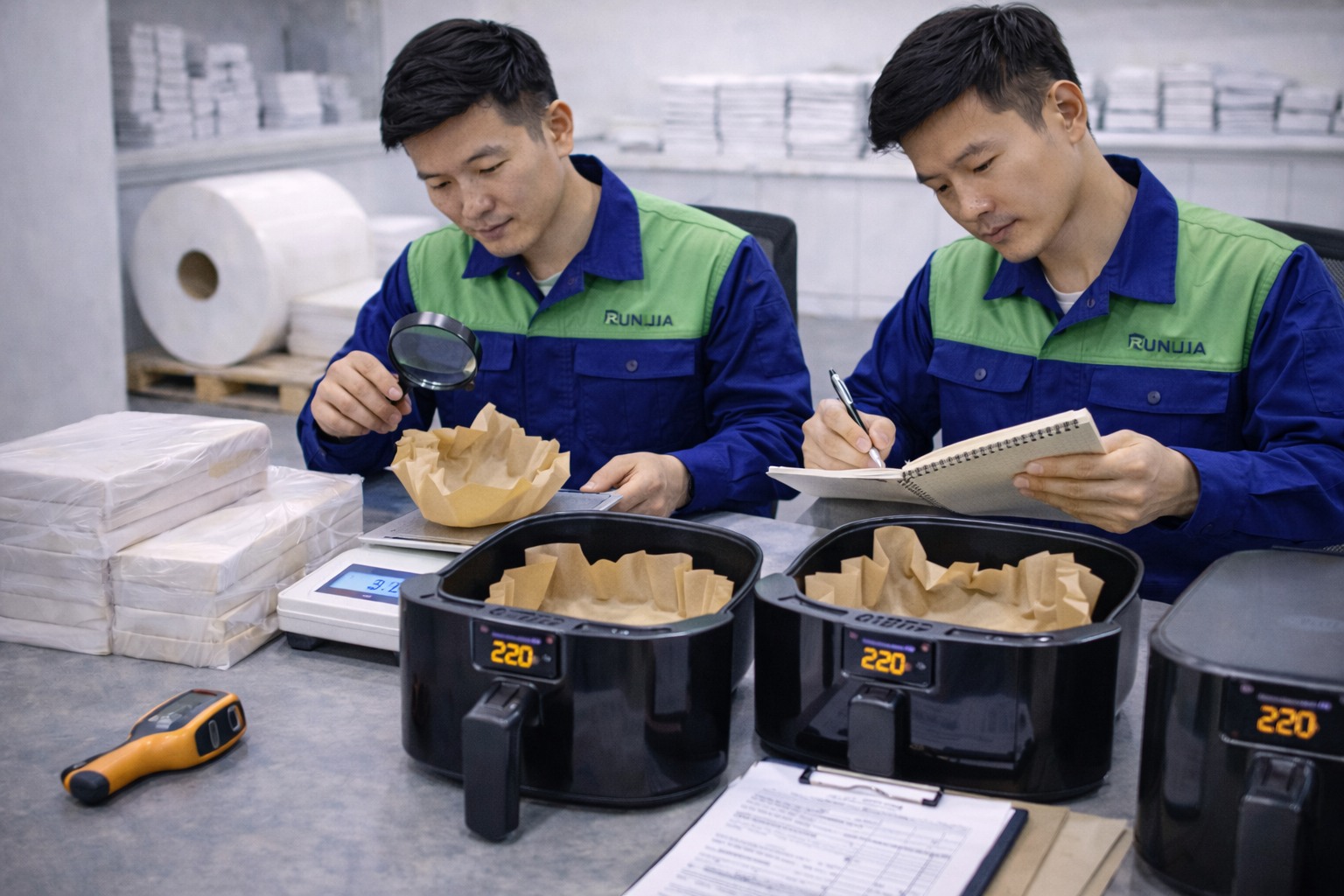 air fryer liner curling 220c sourcing diagnosis grammage weight test quality amazon 2026