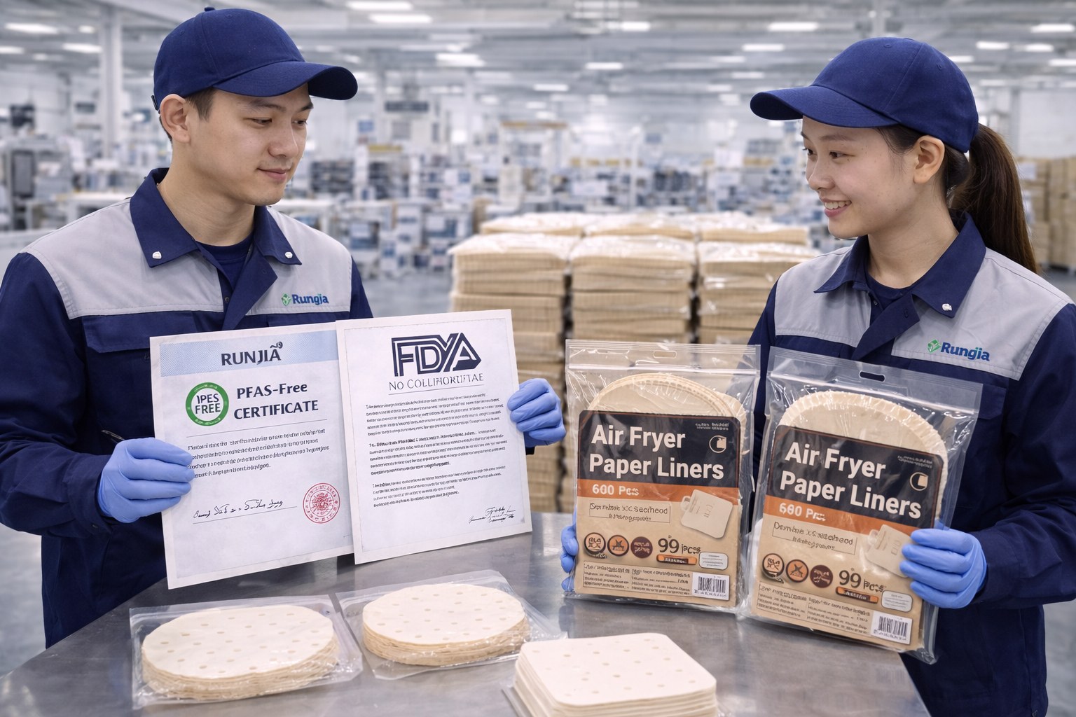 Air fryer paper liner OEM finished retail pack certification documents 2026 Runjia