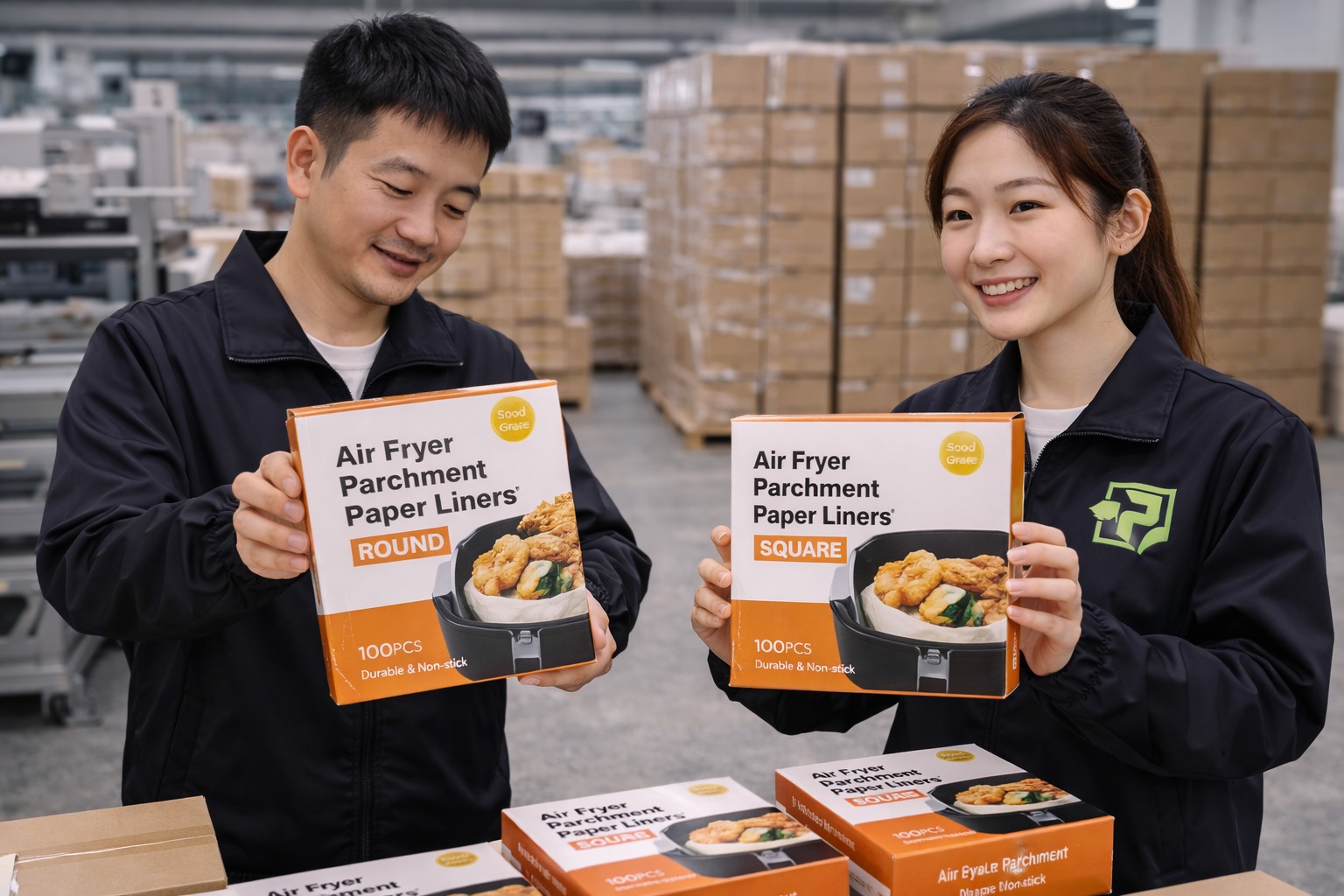 air fryer parchment paper liner manufacturer OEM retail box finished product export cartons Runjia New Material