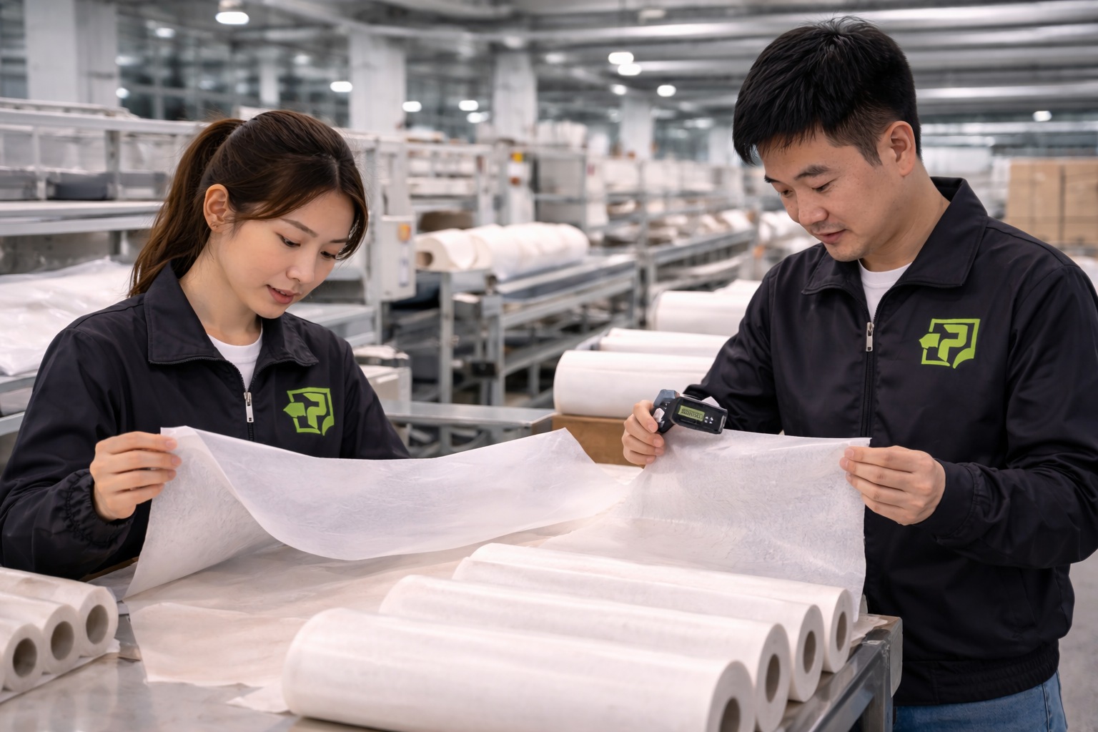 quality control check at baking paper manufacturer factory in China