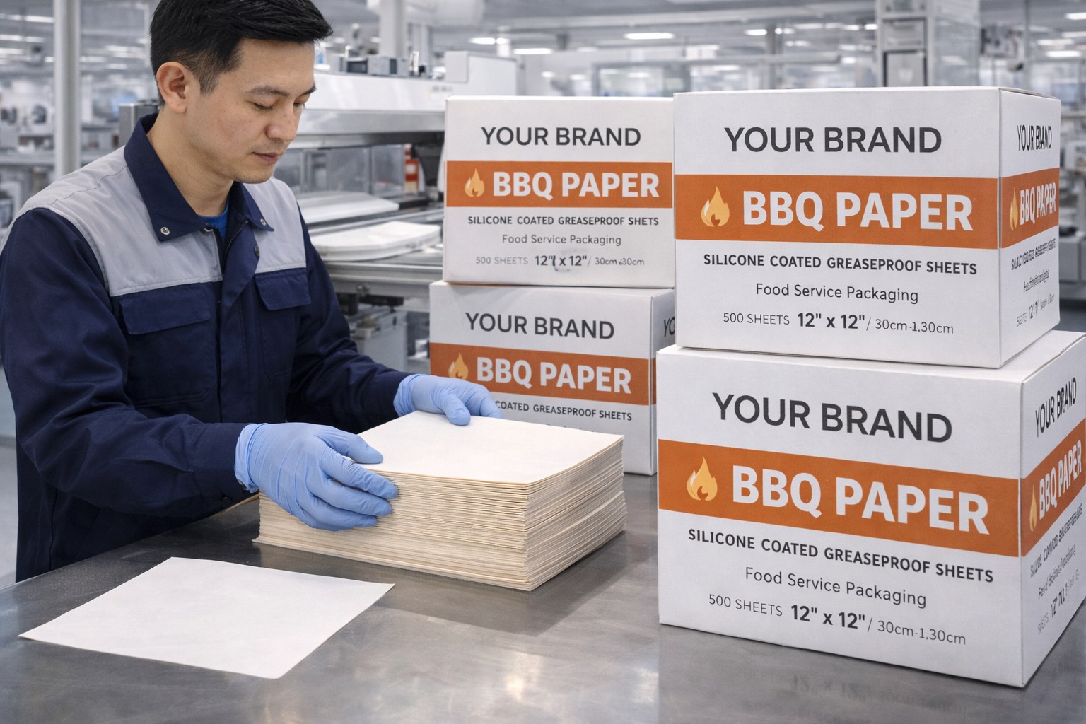 BBQ paper manufacturer PFAS-free silicone coated sheets packaging
