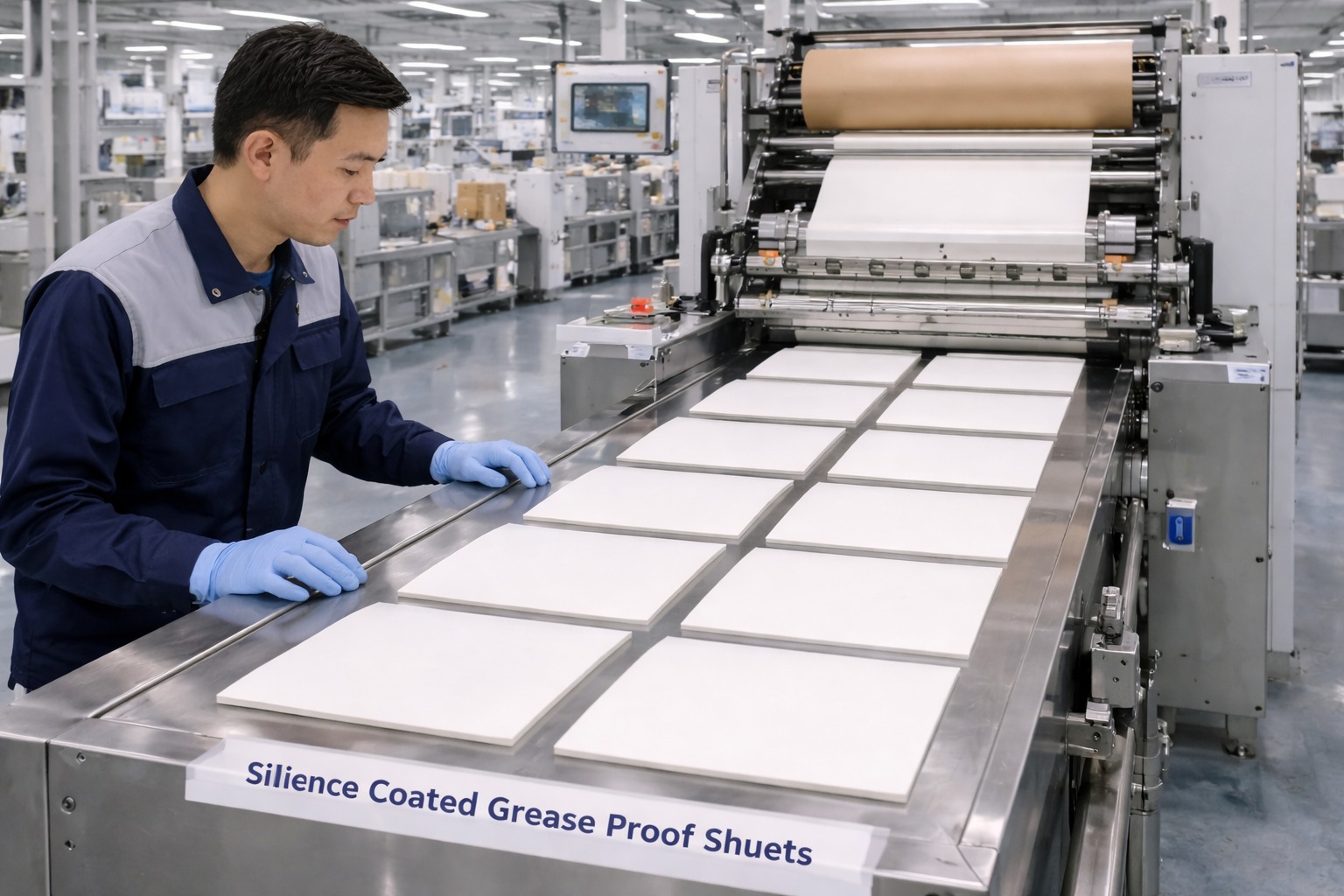 BBQ paper manufacturer silicone coated grease proof sheets on production line