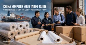 China supplier 2026 tariff guide cut landed cost 12-28% HS code Vietnam route DDP Runjia