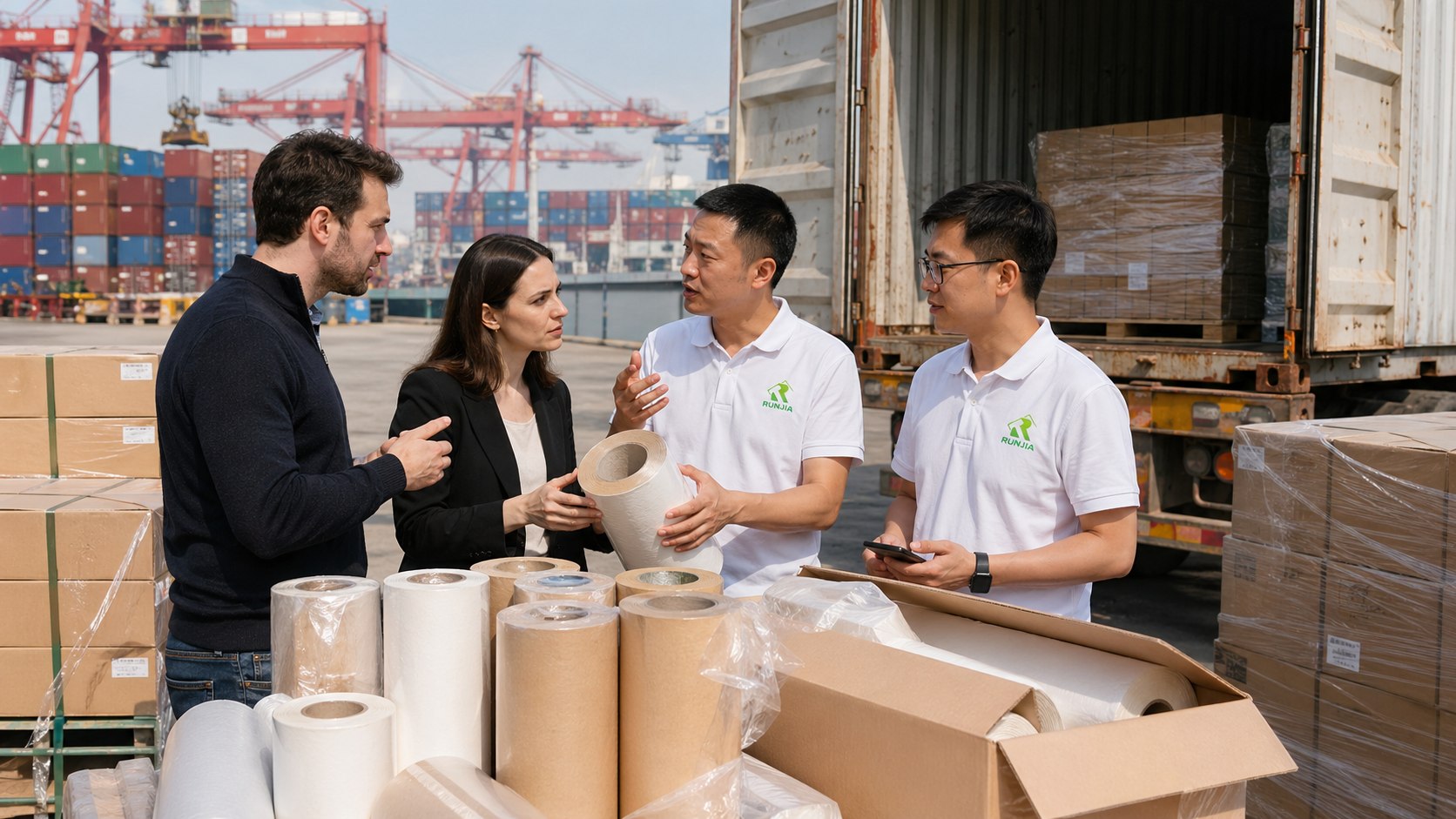 China supplier 2026 tariff shipment loading at Qingdao port with US importer buyers discussing strategy