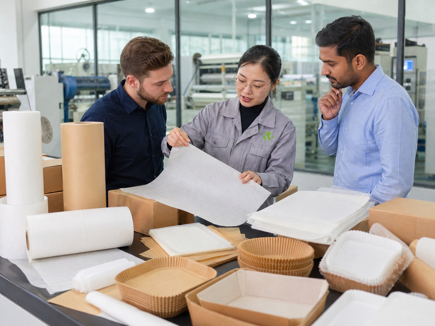 Parchment paper manufacturer product display and buyer communication