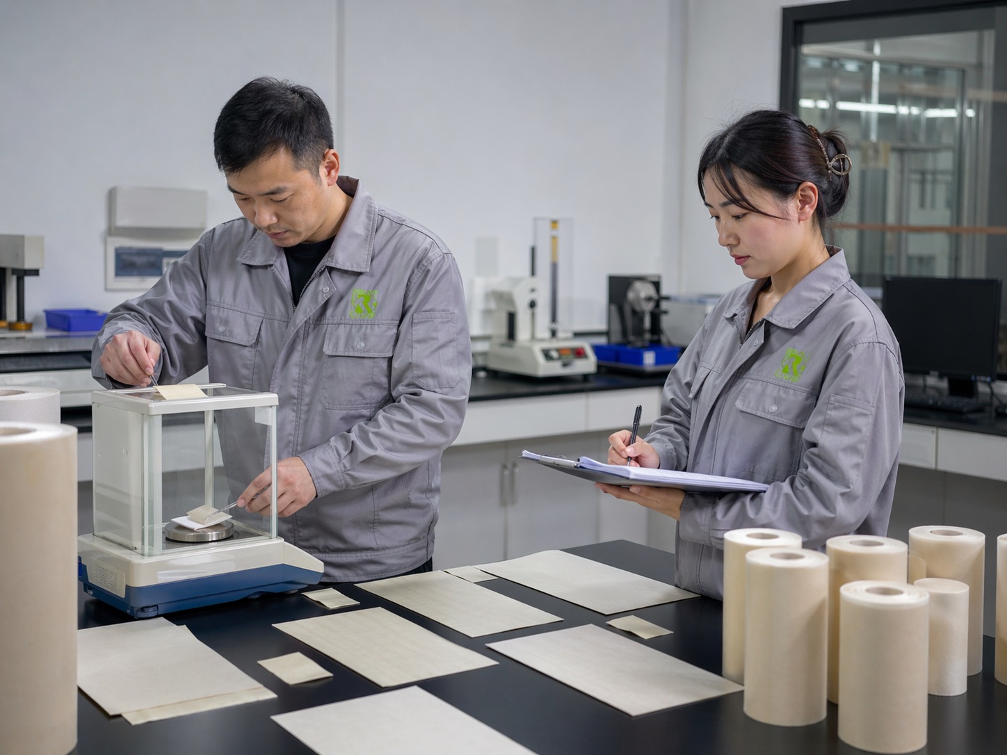 parchment paper supplier QC laboratory silicone coat weight testing batch consistency verification