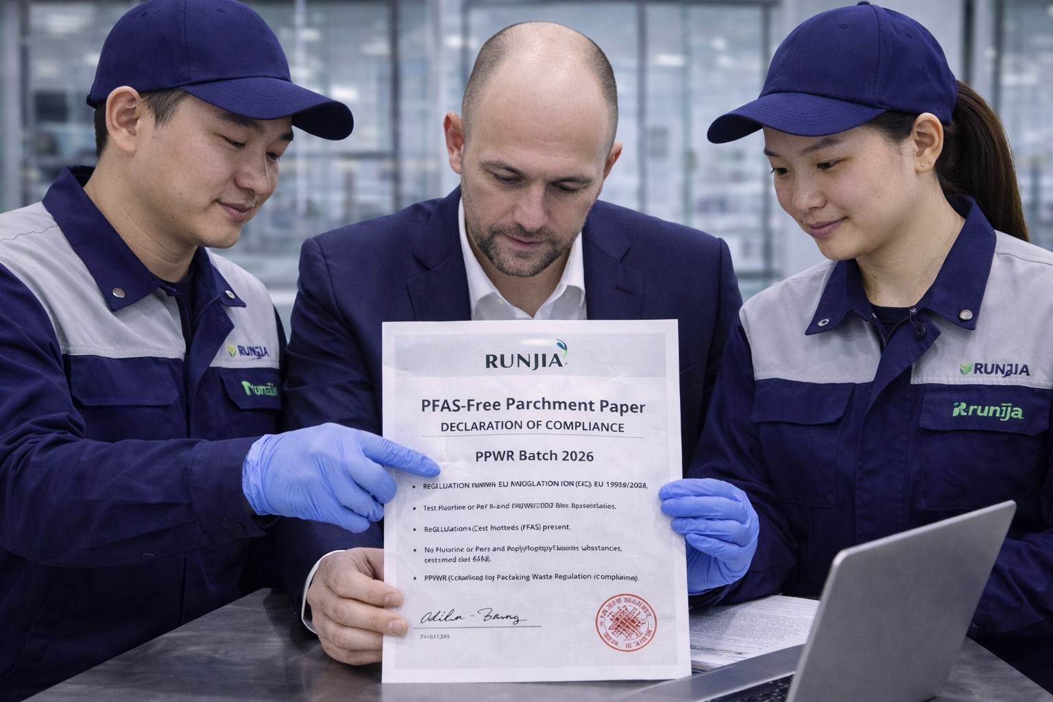 pfas-free parchment paper supplier declaration of compliance ppwr eu 2025 40 batch code