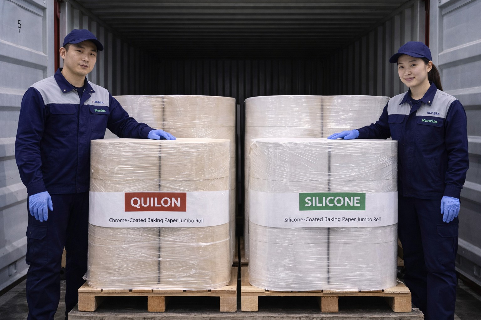 quilon vs silicone coated baking paper wholesale jumbo roll pallet export 40hq 2026