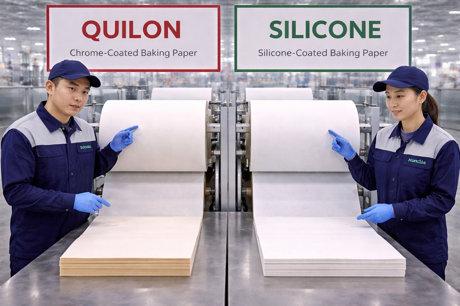 quilon vs silicone coated baking paper wholesale eu 2026 comparison production line