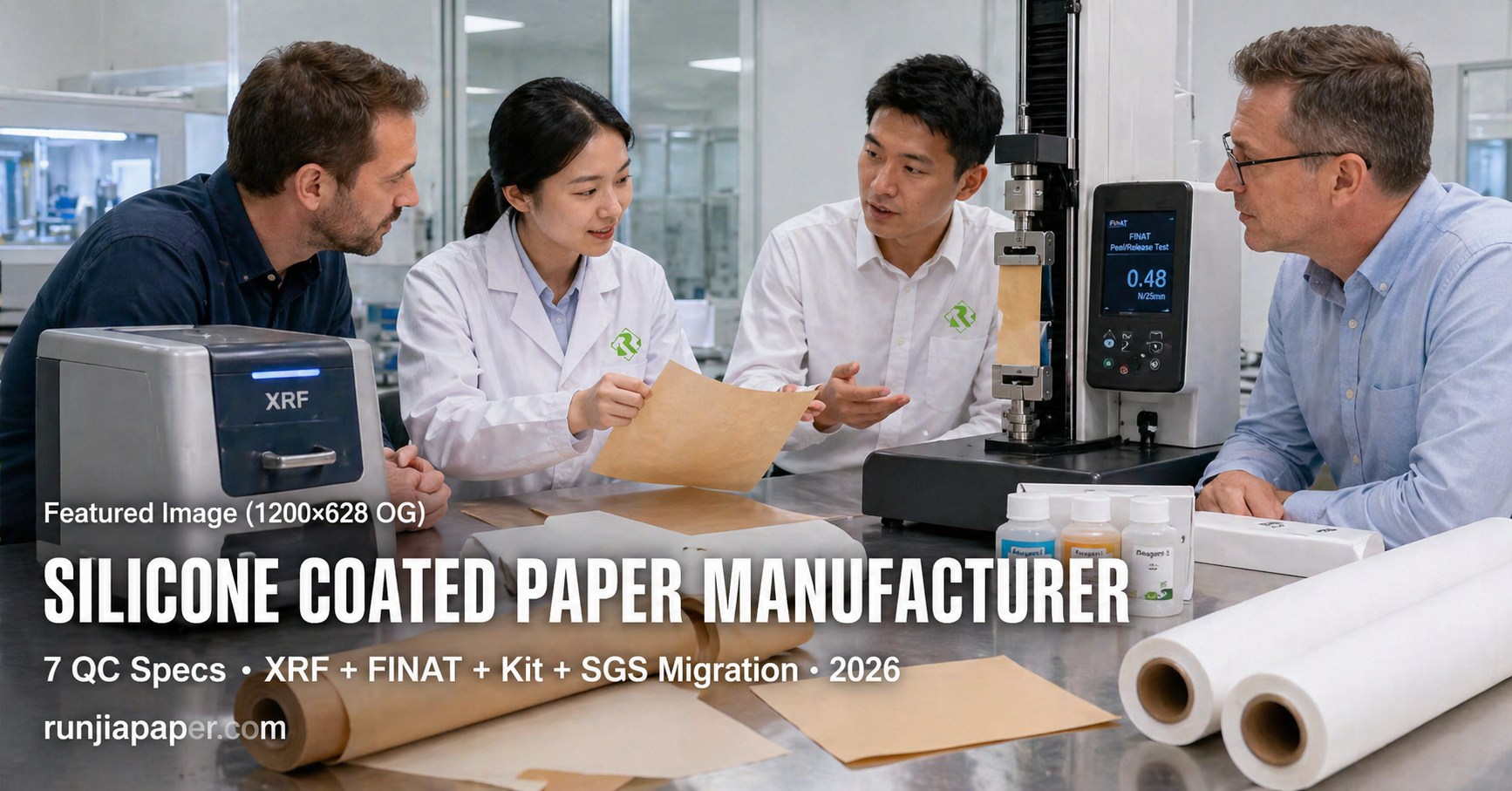 Silicone coated paper manufacturer 7 QC specs XRF FINAT Kit SGS migration 2026 Runjia lab