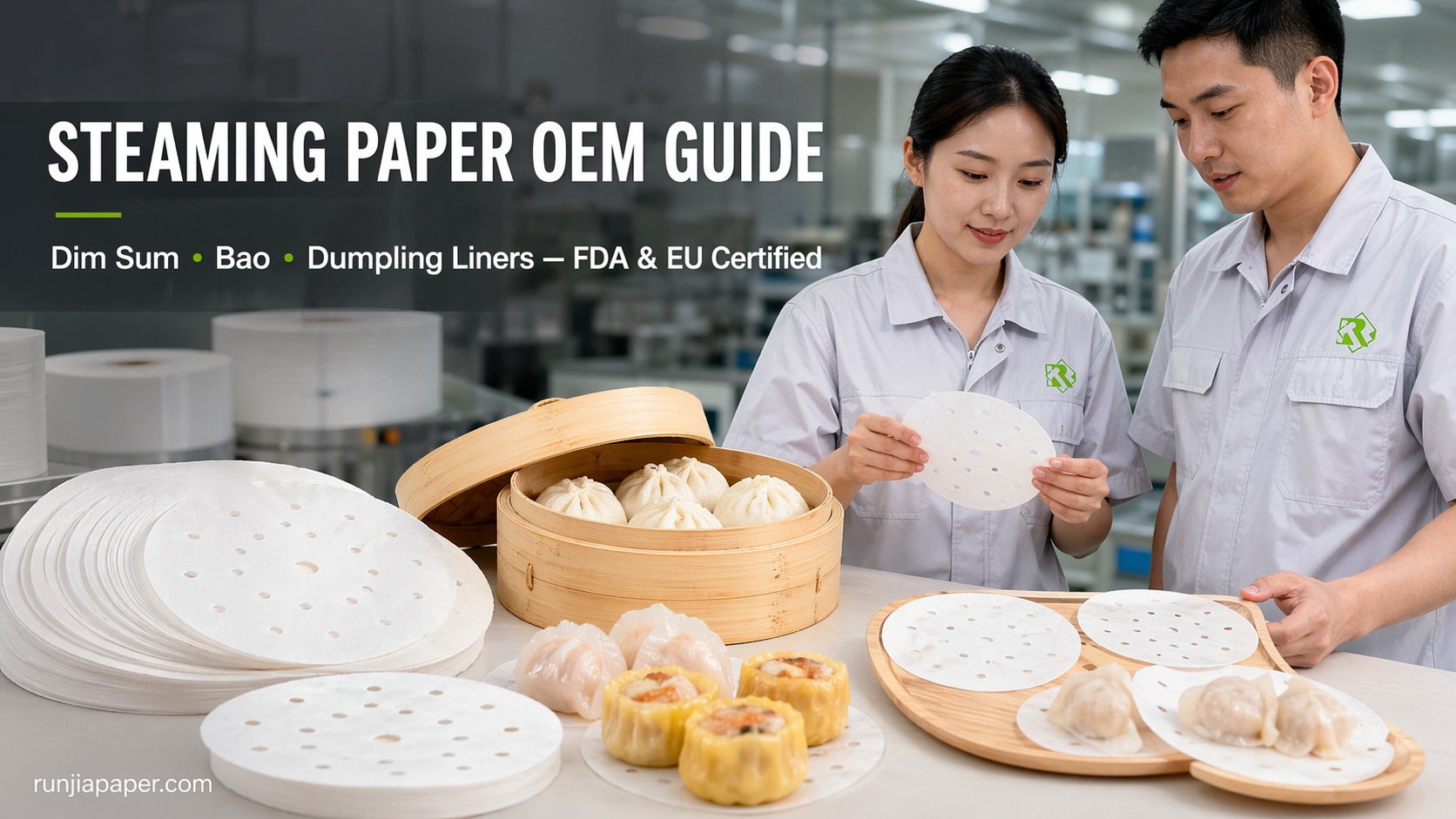 steaming paper OEM guide dim sum bao dumpling liners FDA EU certified Runjia manufacturer