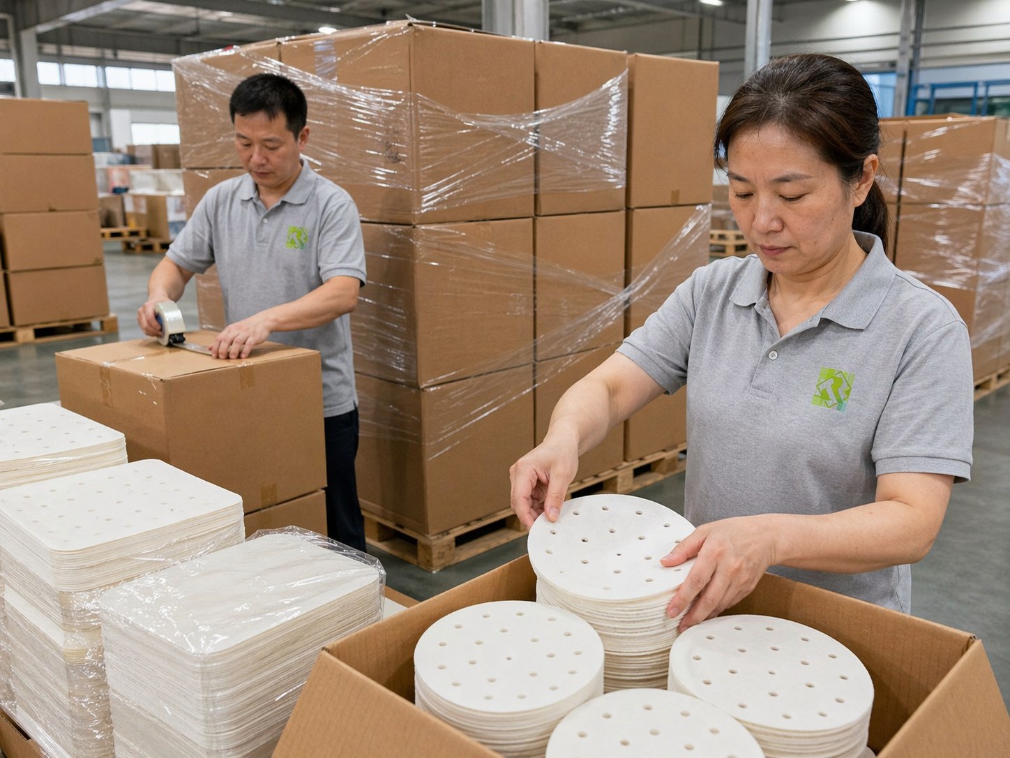 Steaming paper manufacturer finished cartons ready for export shipment to Asian food distributors