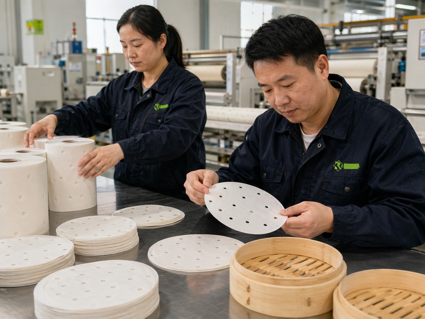 Steaming paper manufacturer perforated liner rolls for dim sum bamboo steamer OEM production