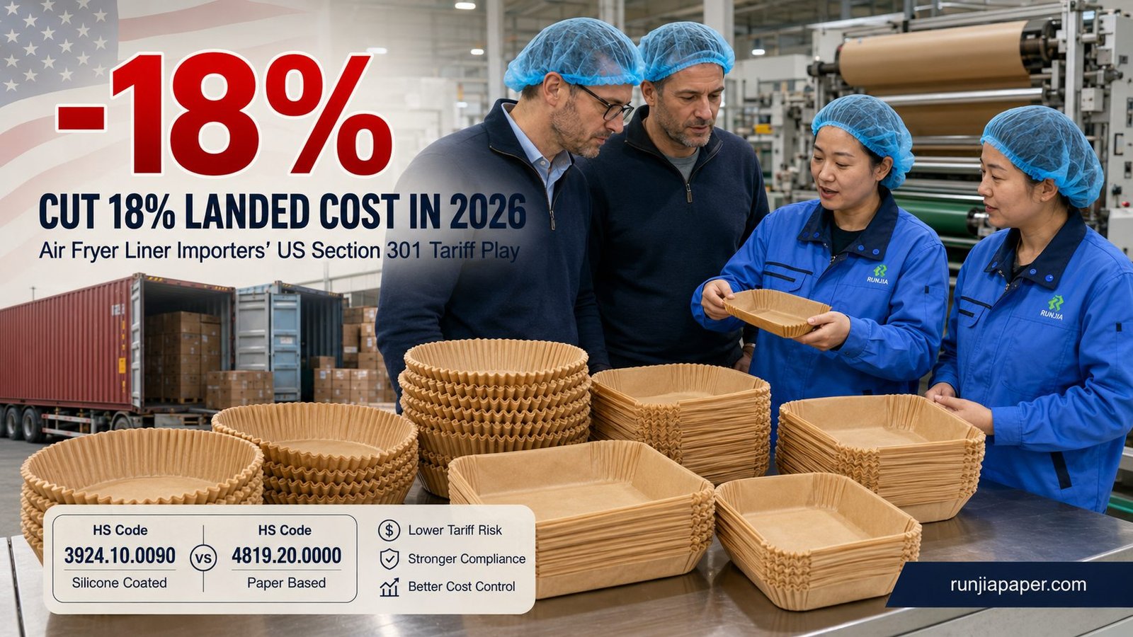 Air fryer liner importers cut 18 percent landed cost US 2026 tariff silicone coated featured