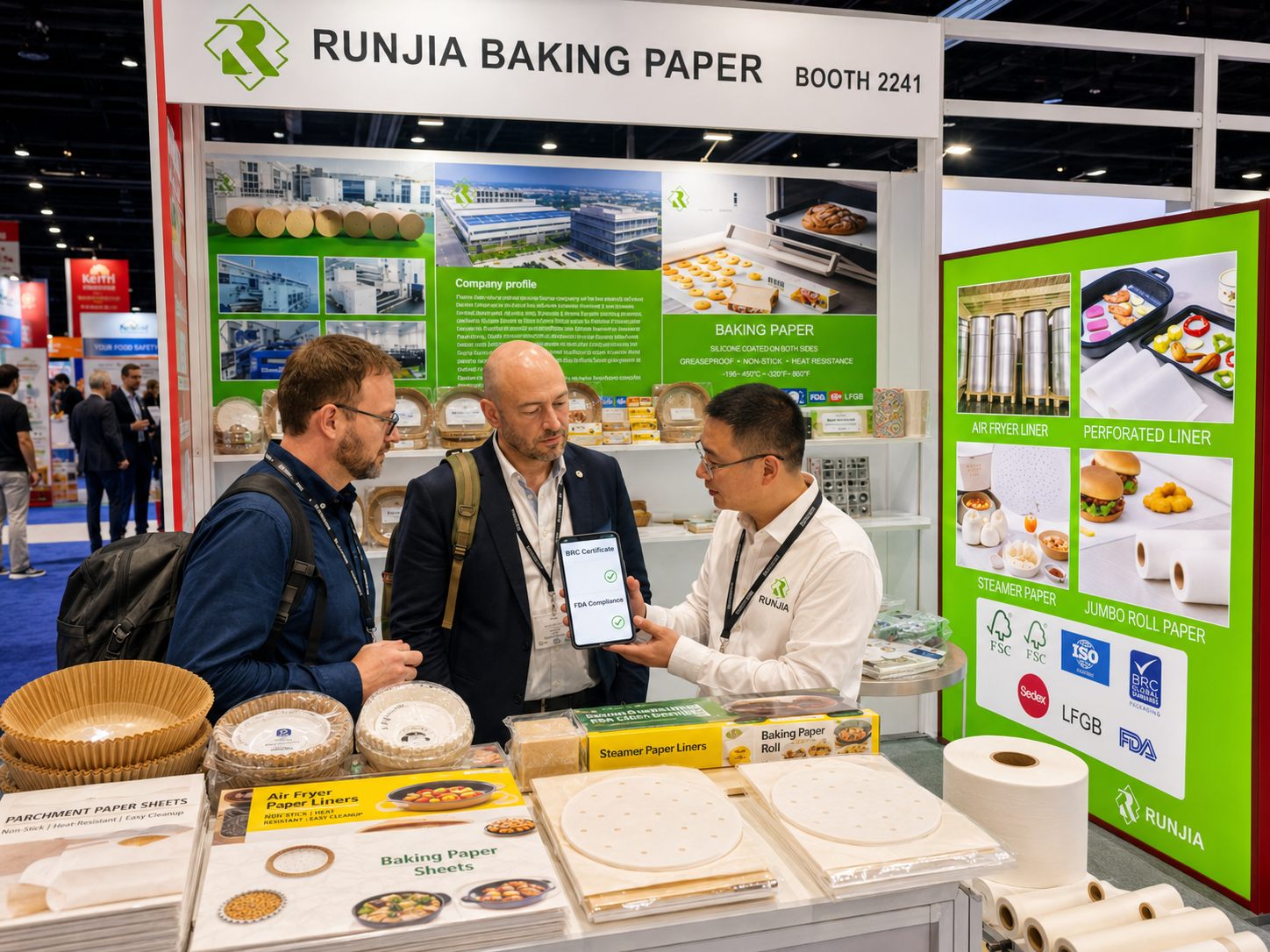BRC FDA certificate verification on phone NRA Show 2026 baking paper sourcing trends booth 2241