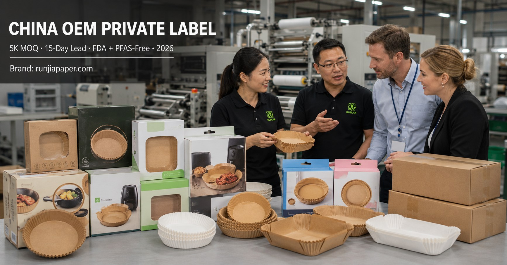 China OEM manufacturer private label 5K MOQ 15-Day lead FDA PFAS-Free 2026 multi brand air fryer accessories Runjia