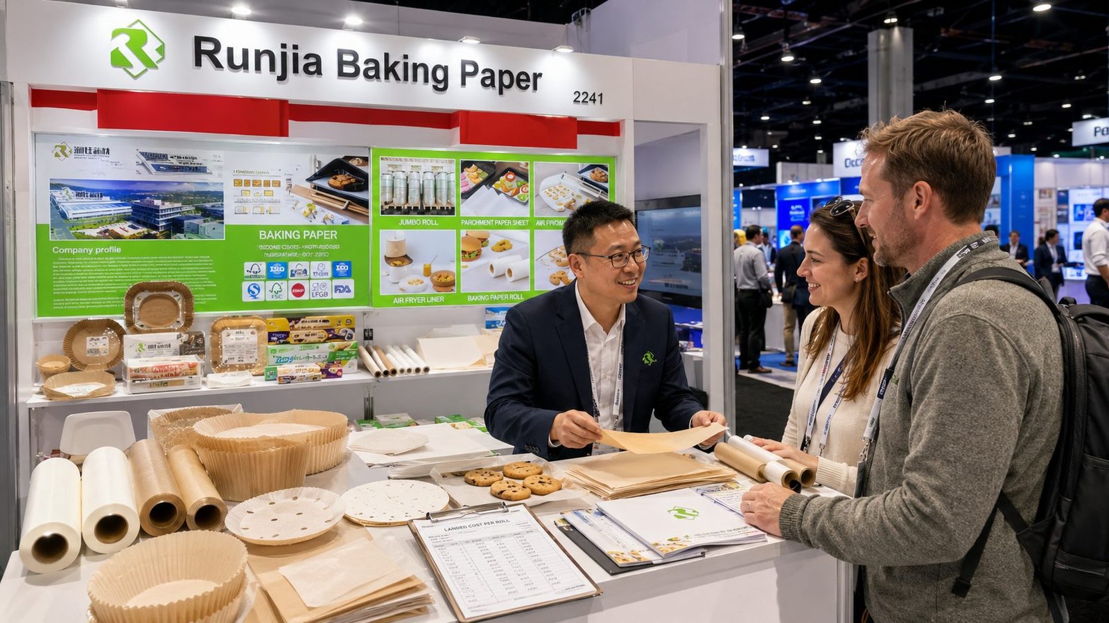 Chinese OEM baking paper supplier USA cost comparison NRA Show 2026 landed cost per roll