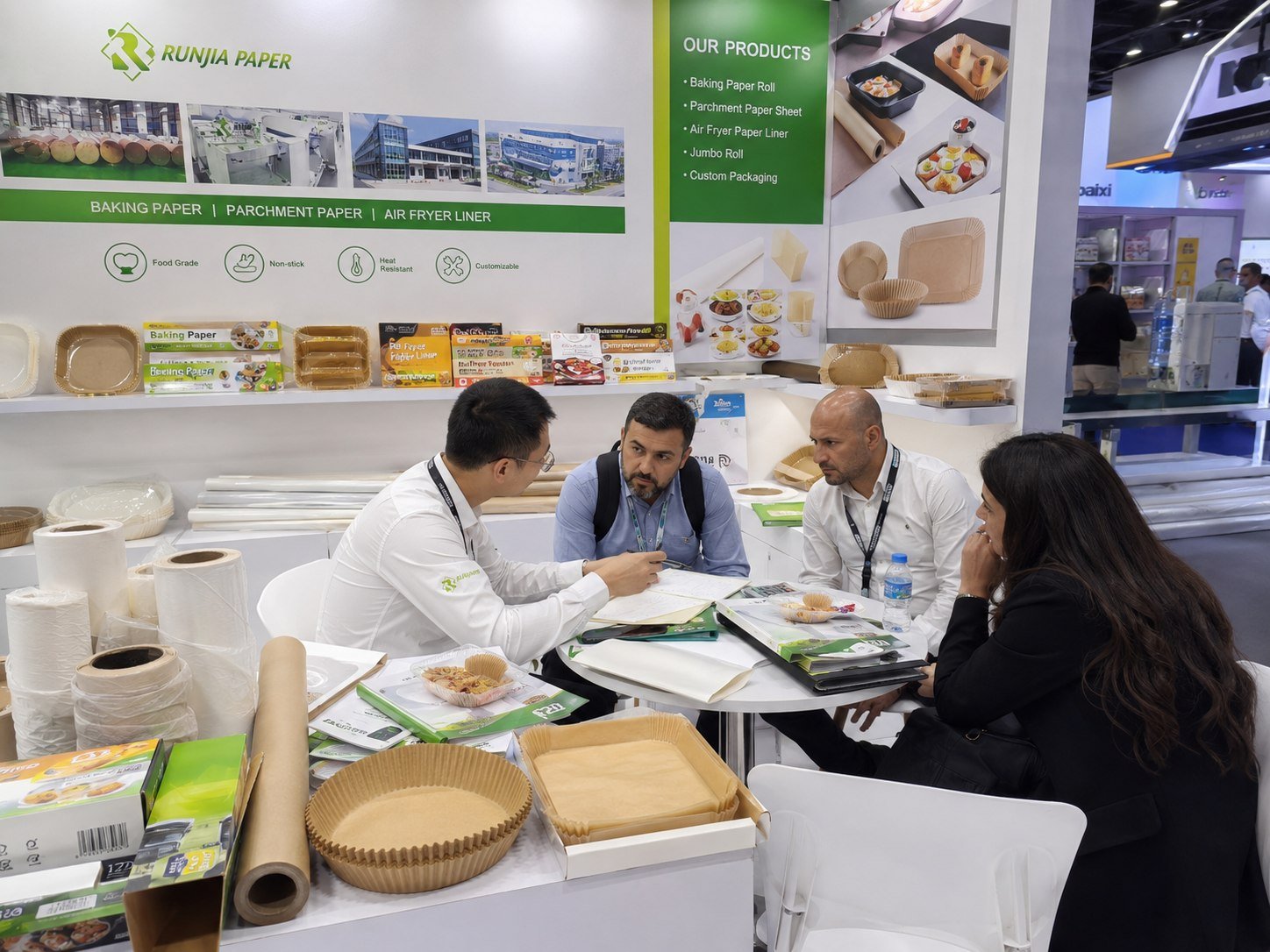 Baking paper and air fryer paper buyer meeting with Runjia Paper