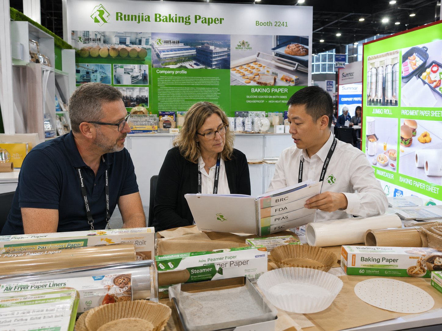 NRA Show 2026 Booth 2241 compliance folder shown to a restaurant buyer