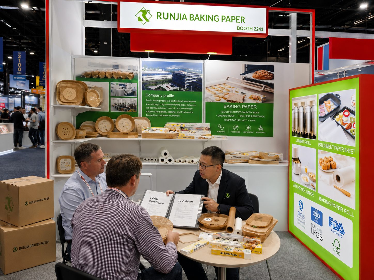 NRA Show 2026 Booth 2241 export cartons with PFAS certificate and FSC proof
