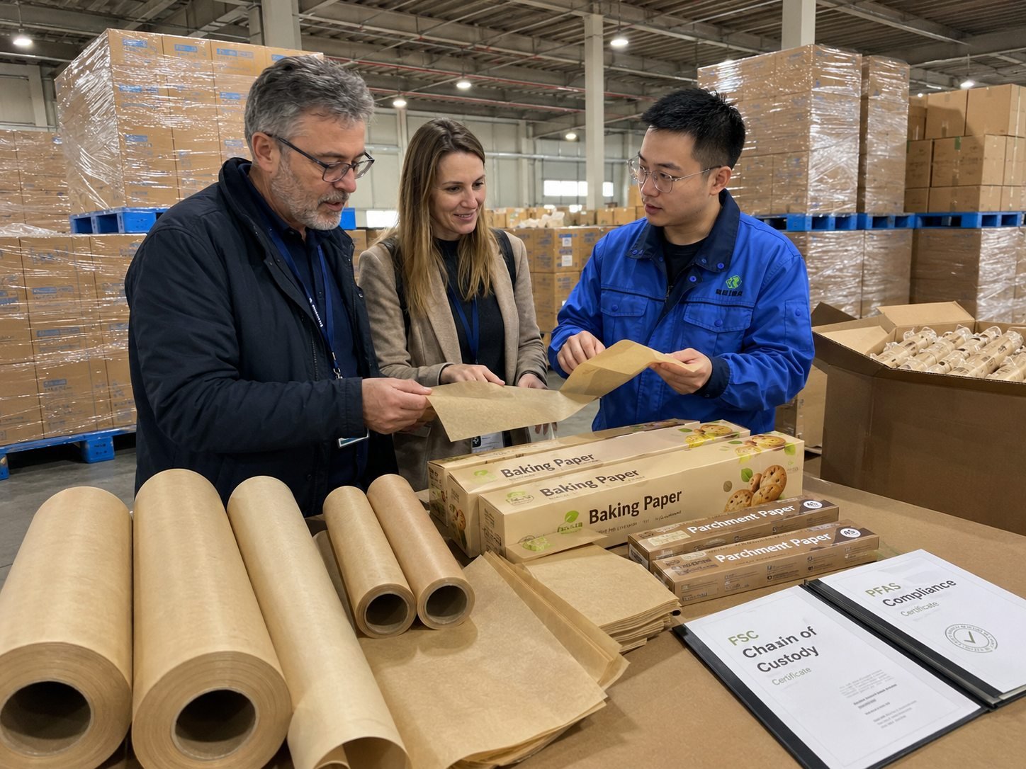 Private label baking paper supplier export cartons with FSC and PFAS certificate