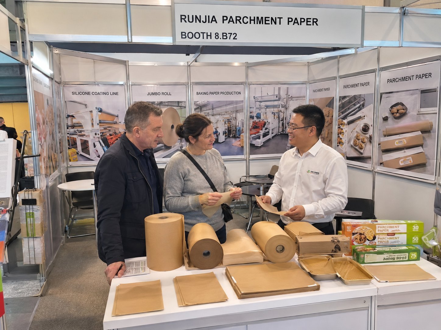 Private label parchment paper supplier silicone coating line samples at PLMA 2026