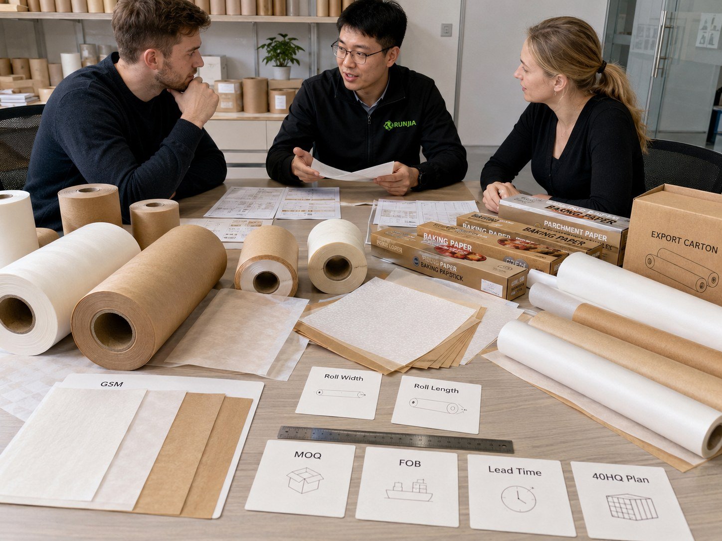 baking paper supplier roll specification range width GSM length OEM packaging and bulk export quotation