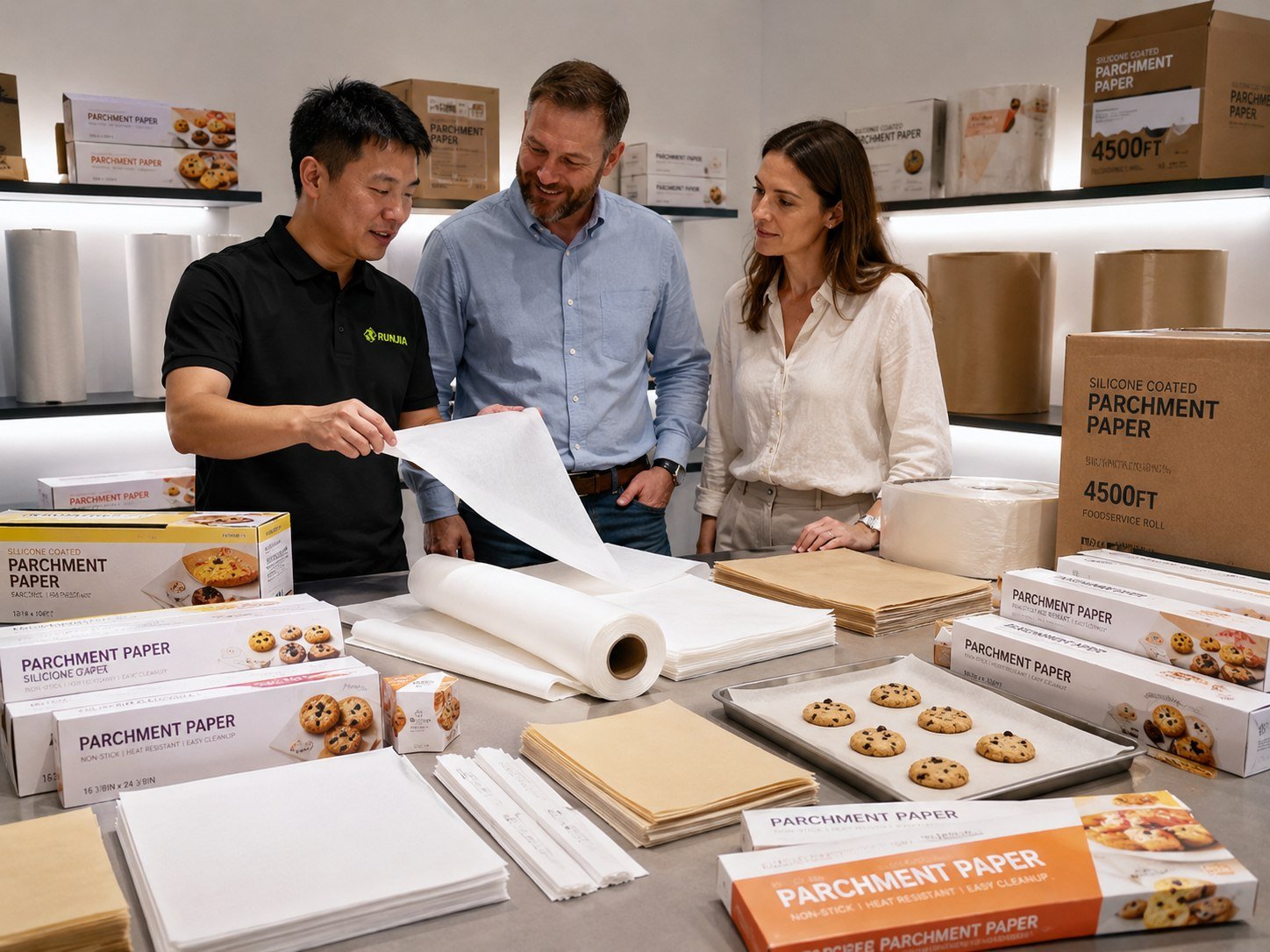 parchment paper supplier bakery retail industrial use cases sheets rolls jumbo rolls and packaging