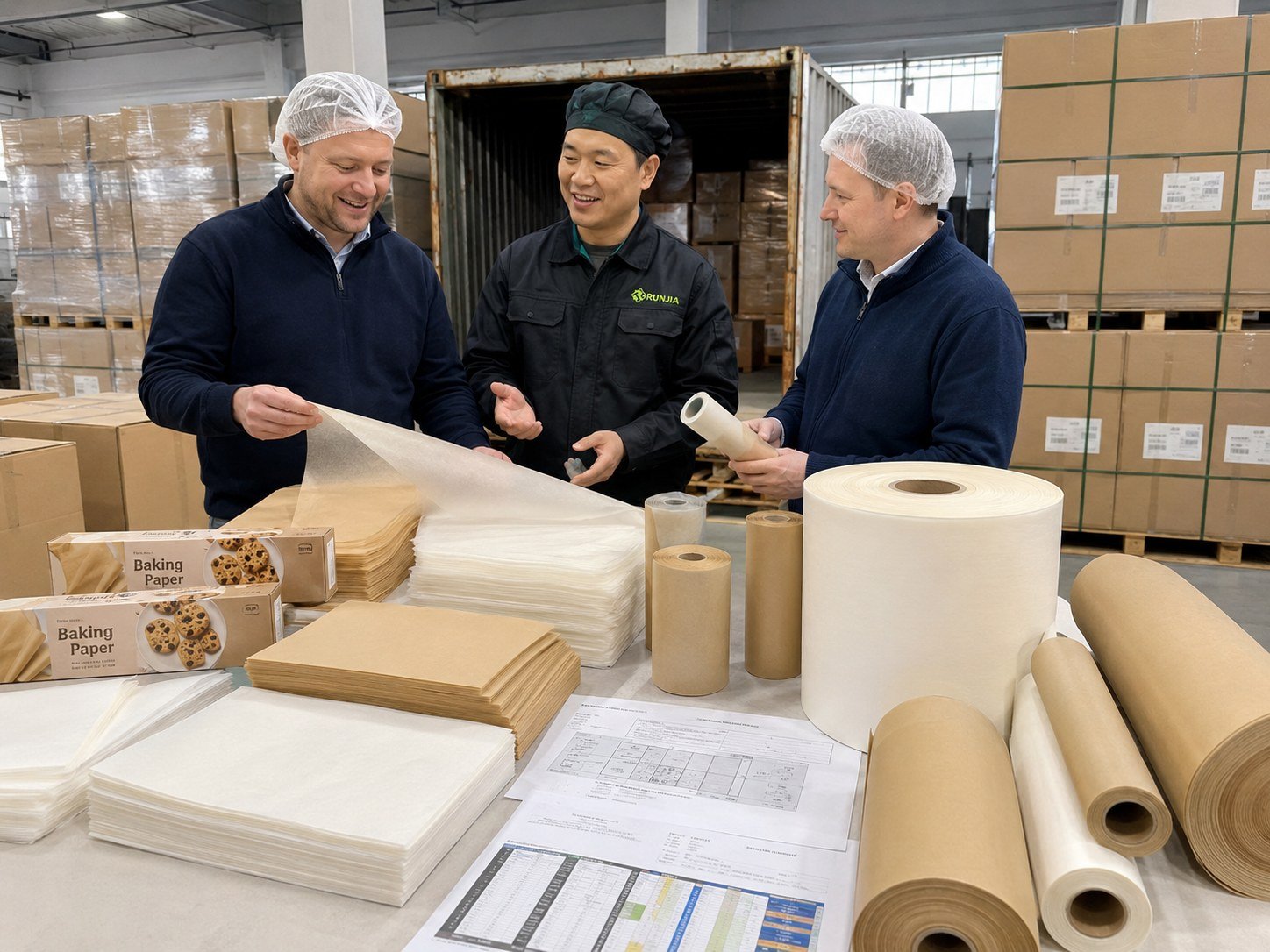 parchment paper supplier MOQ mixed loading sheets baking paper rolls jumbo rolls cartons and export support