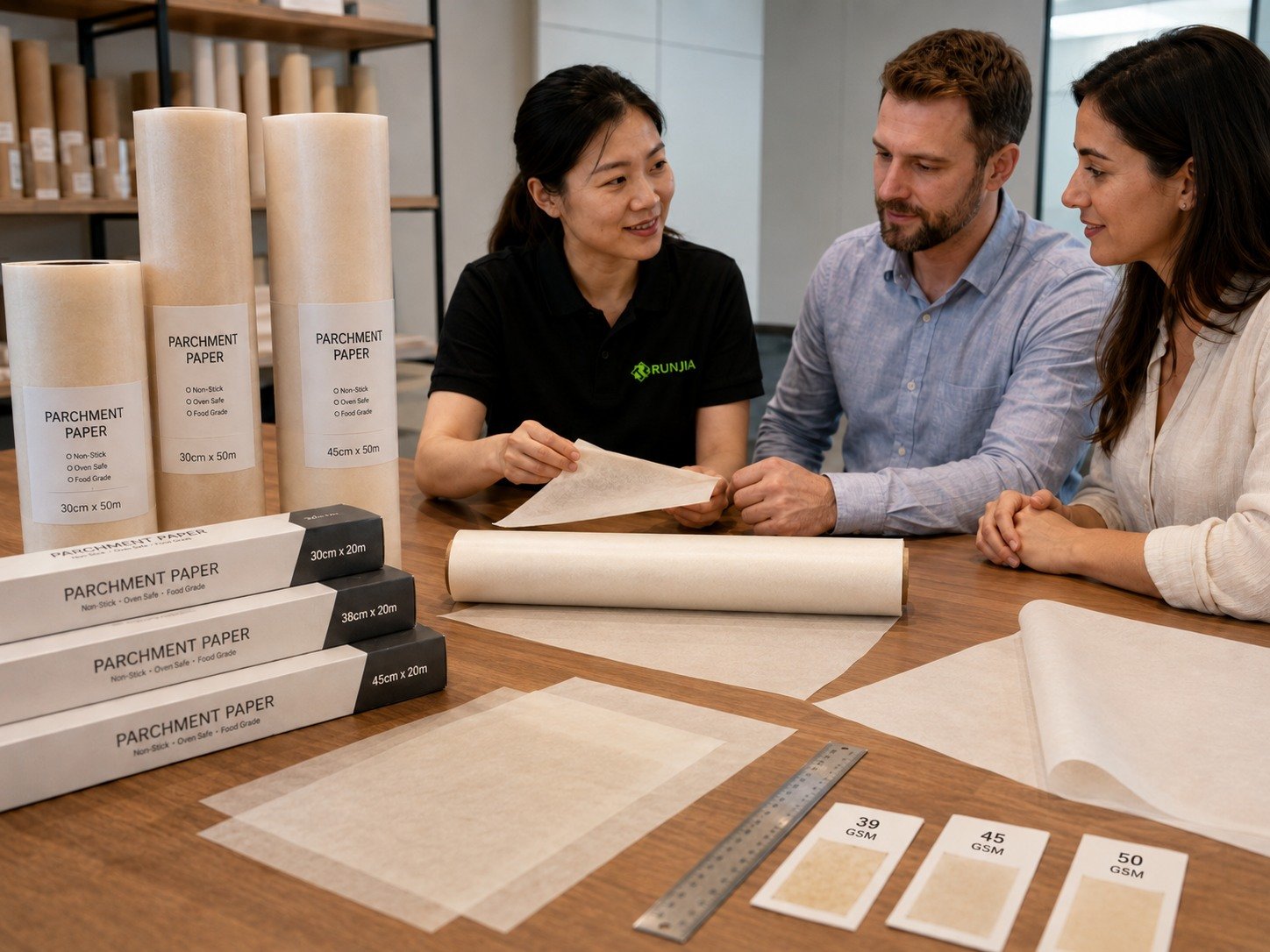 parchment paper supplier roll formats retail rolls custom width length GSM