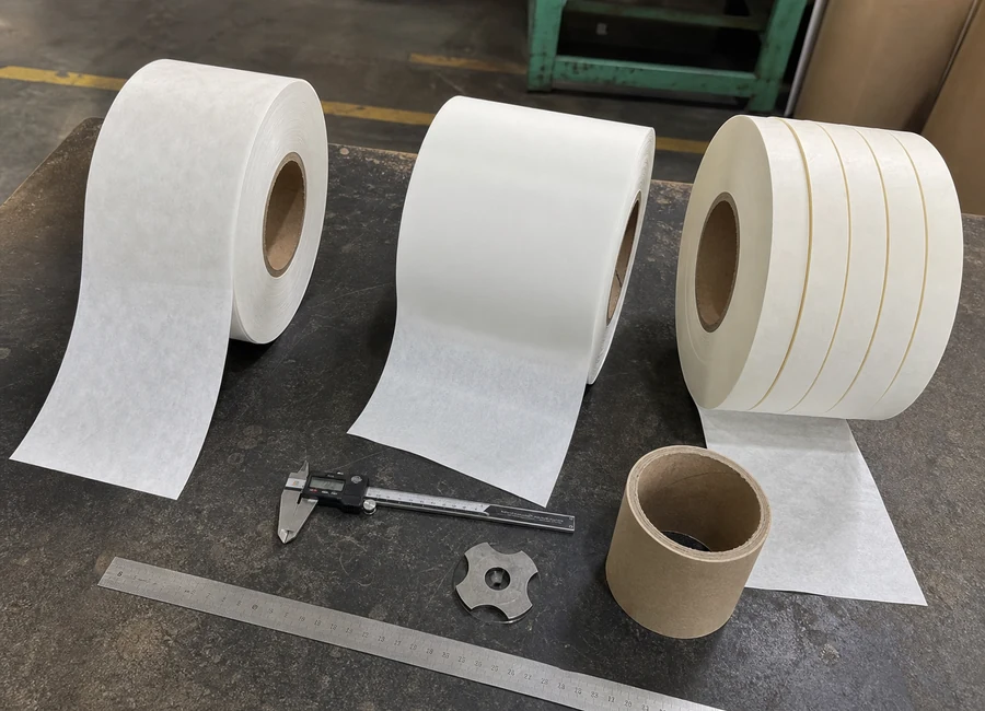 Same-spec paper reel and sample comparison