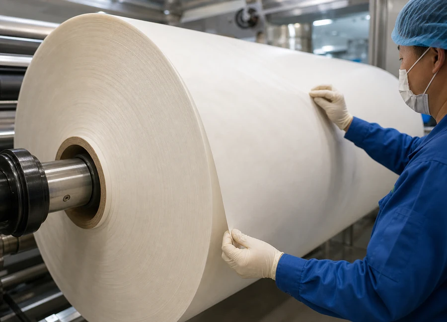 China baking paper jumbo roll supplier paper surface and reel detail