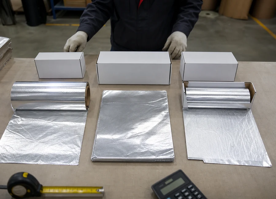 Aluminum foil roll same-spec sample comparison