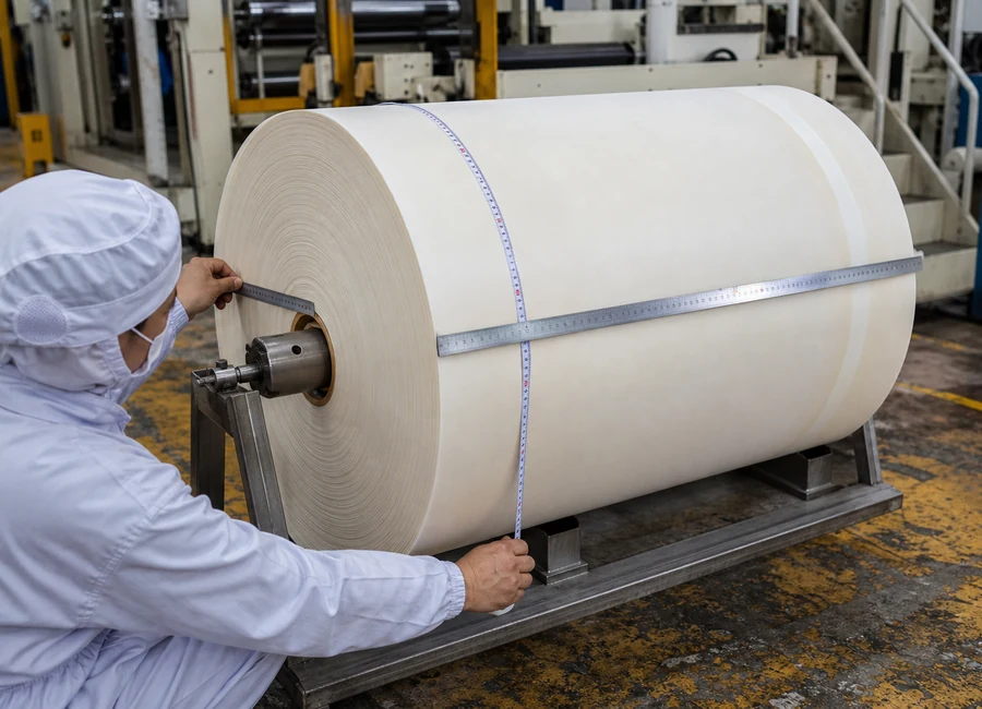 Jumbo baking paper roll width and diameter measurement