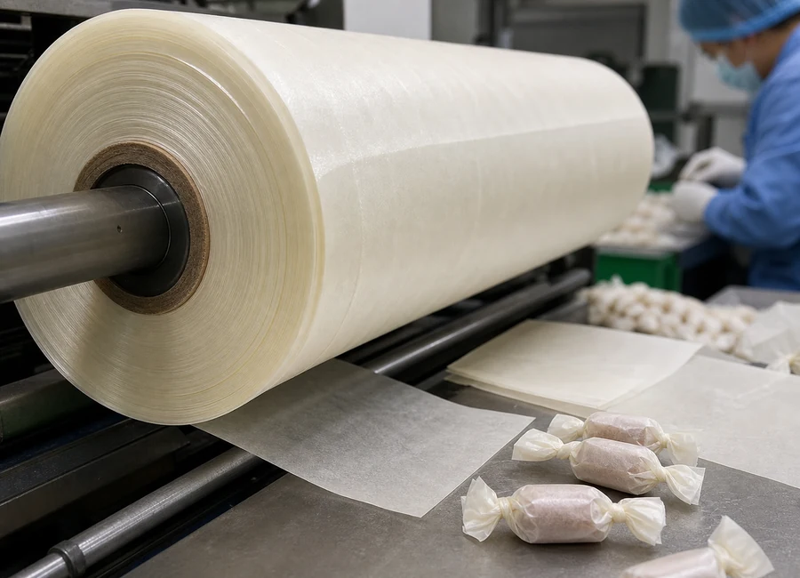 waxed candy paper manufacturer in China paper surface and reel detail