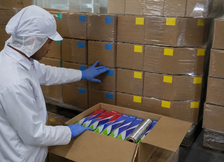 Aluminum foil roll converting packing and application context