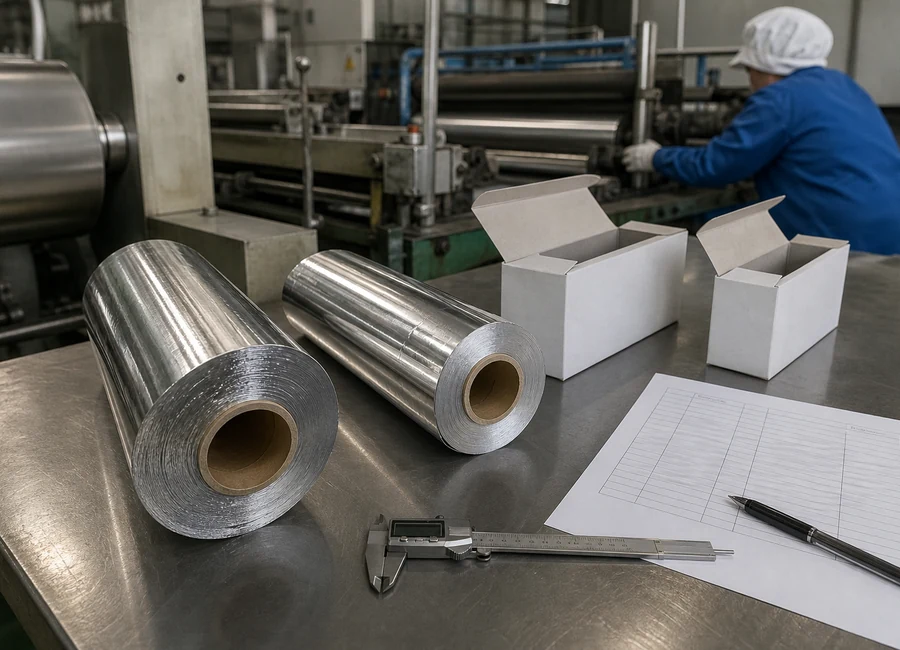 Aluminum foil roll same-spec sample comparison