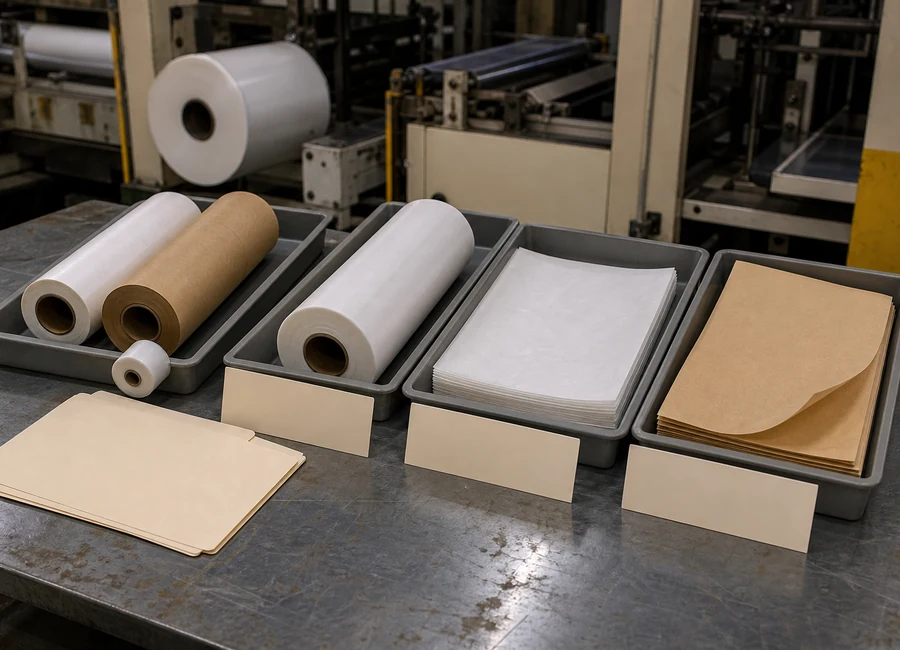 Baking paper samples organized for document scope review
