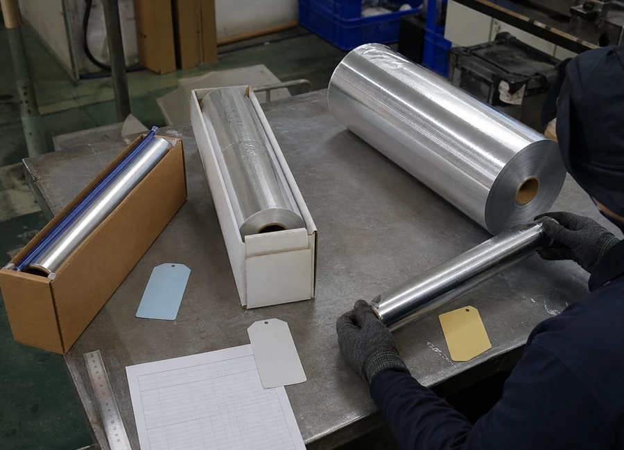Aluminum foil roll same-spec sample comparison