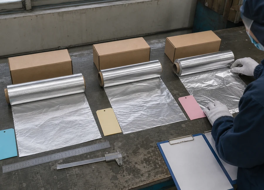 Aluminum foil roll same-spec sample comparison