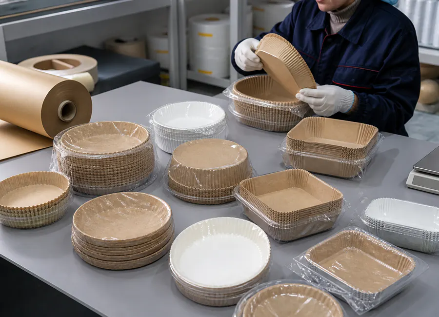 counted bowl-style or flat air fryer paper liners in retail packs sample comparison