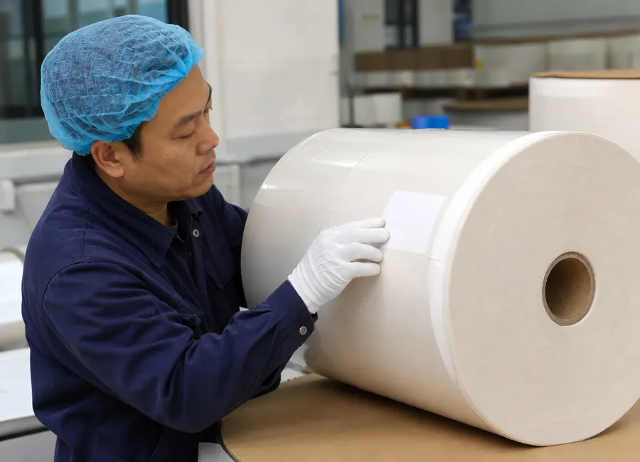 jumbo parchment or baking-paper rolls supplied to EU converters inspection and packing