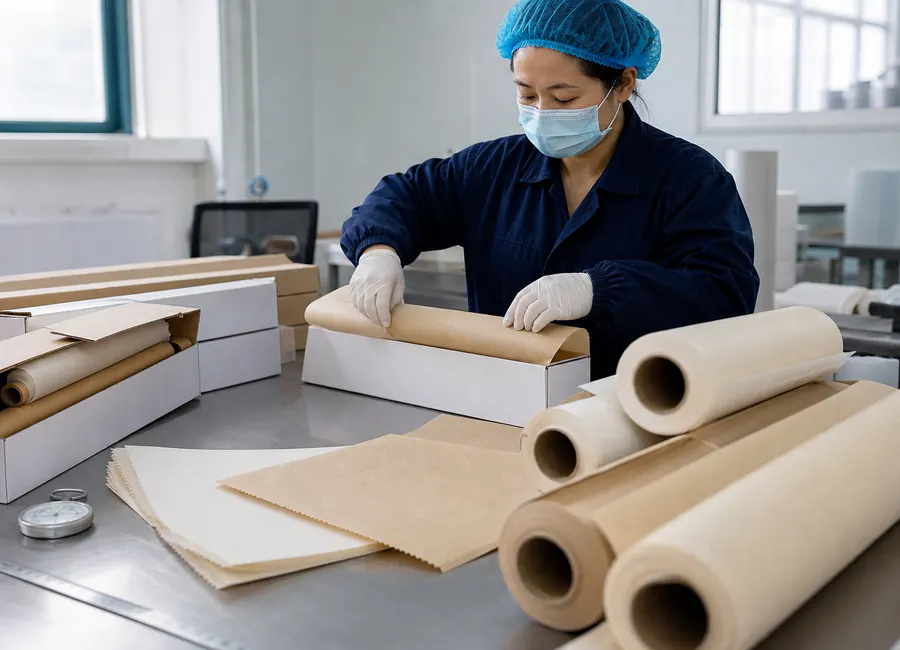 baking paper rolls, sheets and retail packs intended for EU food use commercial application