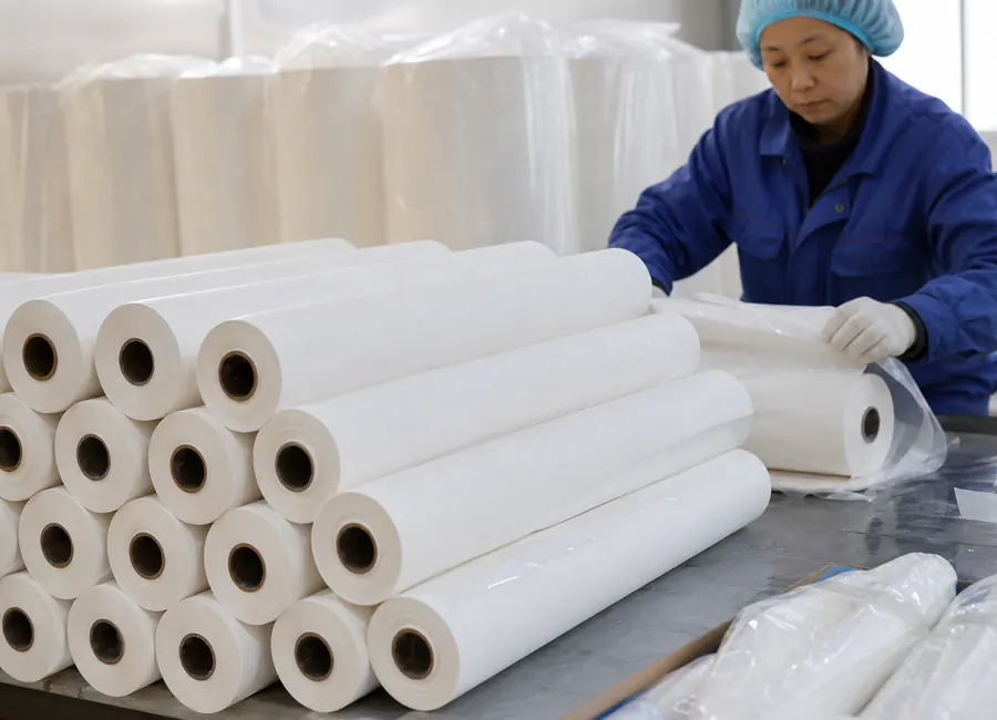 wide parchment-paper jumbo rolls converted into narrower rolls or sheets commercial application
