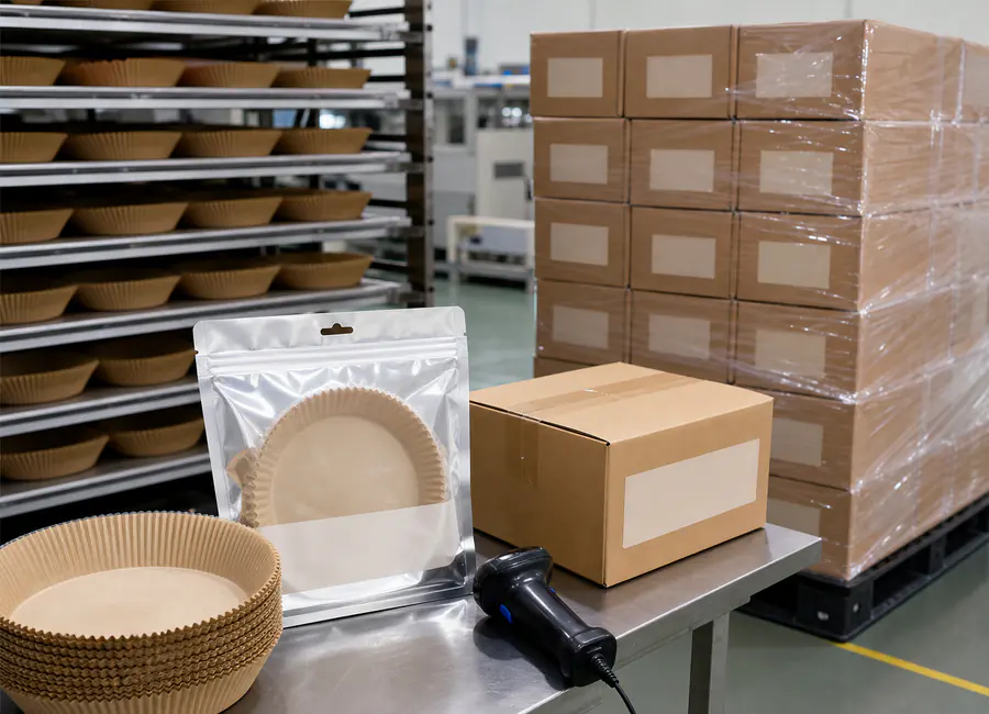 private label air fryer liners production or commercial application context