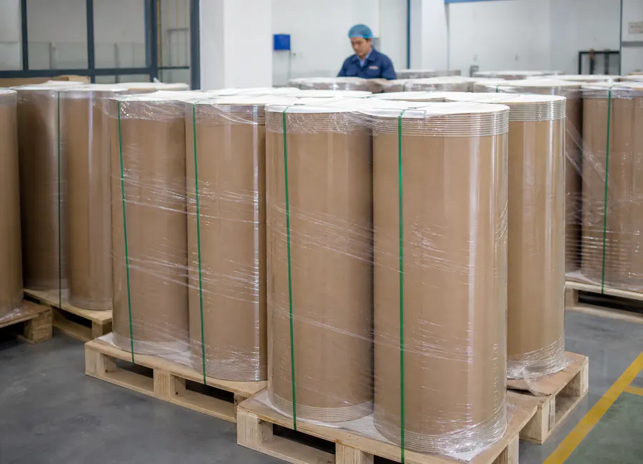 jumbo or finished baking-paper rolls where layer displacement affects converting or packing commercial application