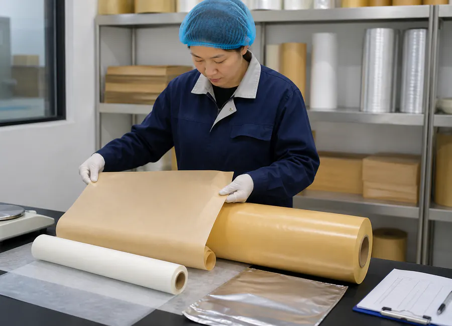 parchment paper rolls or sheets affected by storage and conversion conditions inspection and packing
